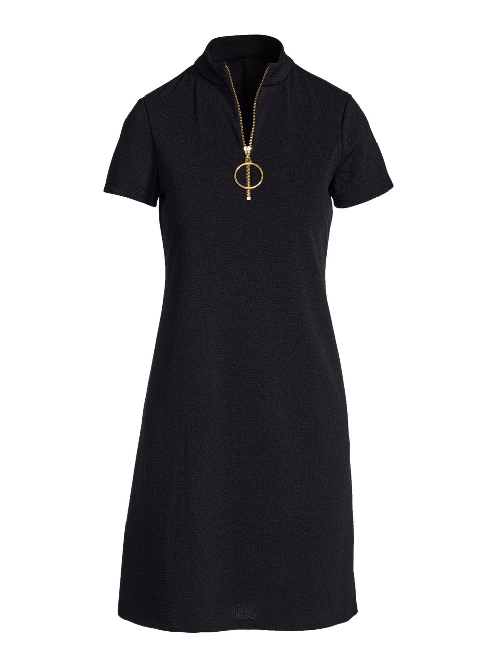 Boston Proper. Zip Up Short Sleeve Shift Dress. Black. Size Medium.